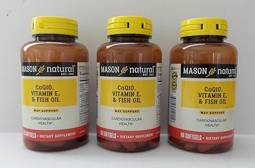 Mason Natural Heart Trio Co Q-10, Vitamina E y Aceite de Pescado, 60 cápsulas blandas (paquete de 3)