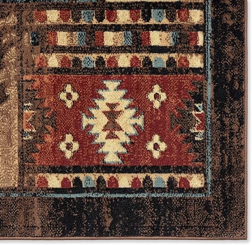 Miniatura 5 de Home Dynamix - Alfombra rústica Buffalo Bear, color marrón y rojo, 5 pies 2 pulgadas x 7 pies 2 pulgadas Oso