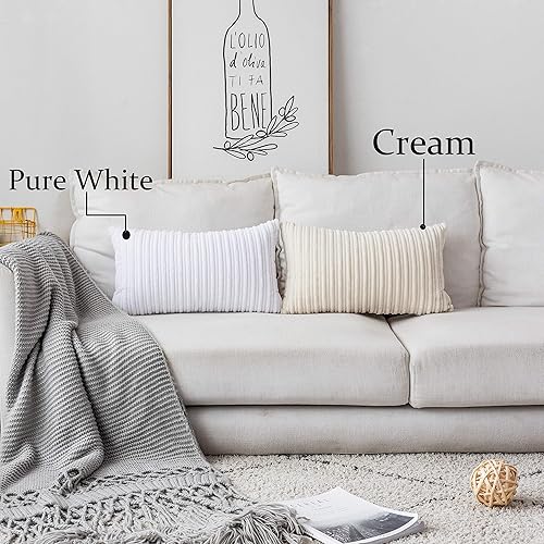 Miniatura 399 de UGASA - Juego de 2 fundas de almohada de terciopelo a rayas, funda decorativa para cojín con cremallera oculta para el hogar, sofá, dormitorio,