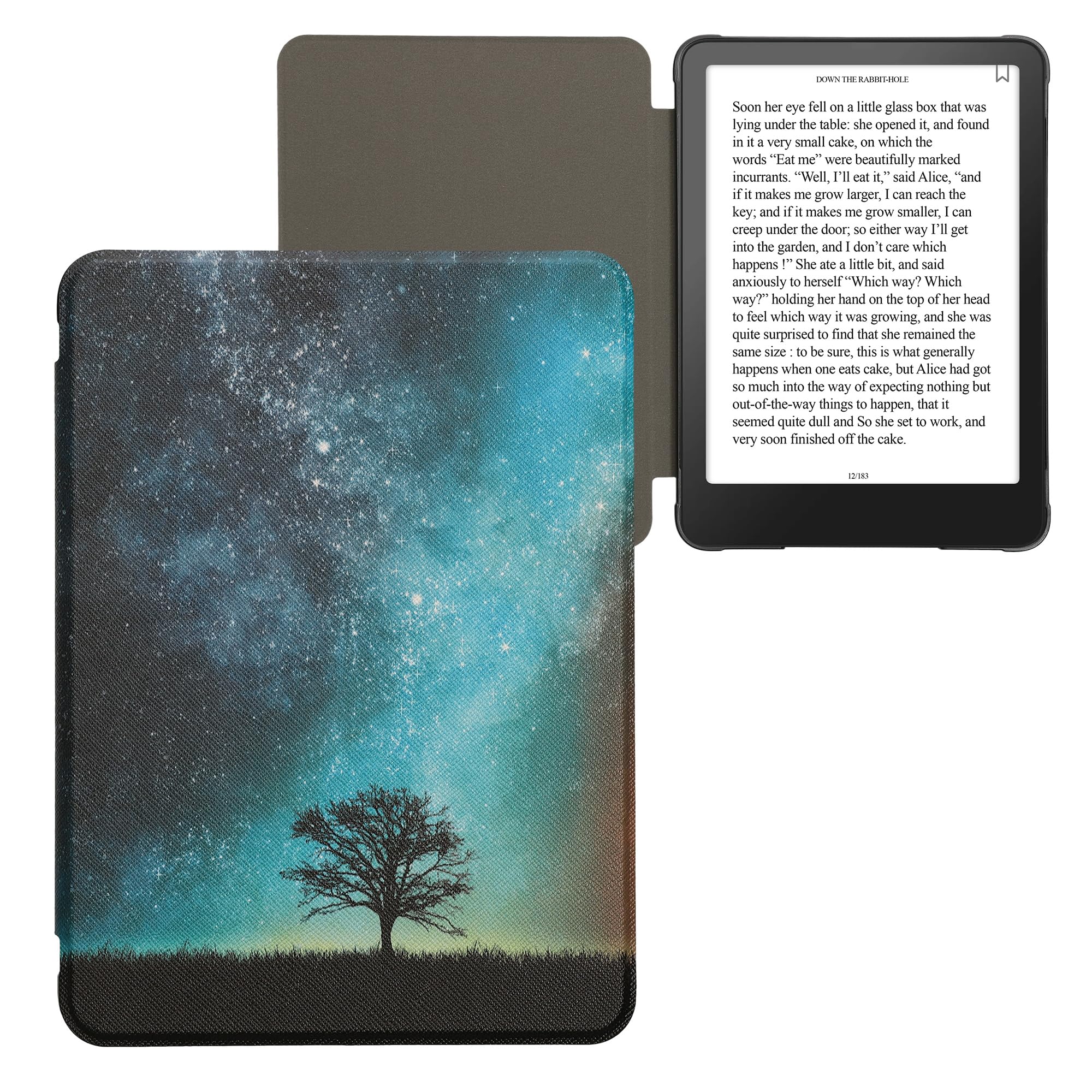 kwmobile Cover for Amazon Kindle Paperwhite (2024)/Colorsoft Case - eReader Cover with auto sleep funktion - Cosmic Nature with Blue/Grey/Black — view 8