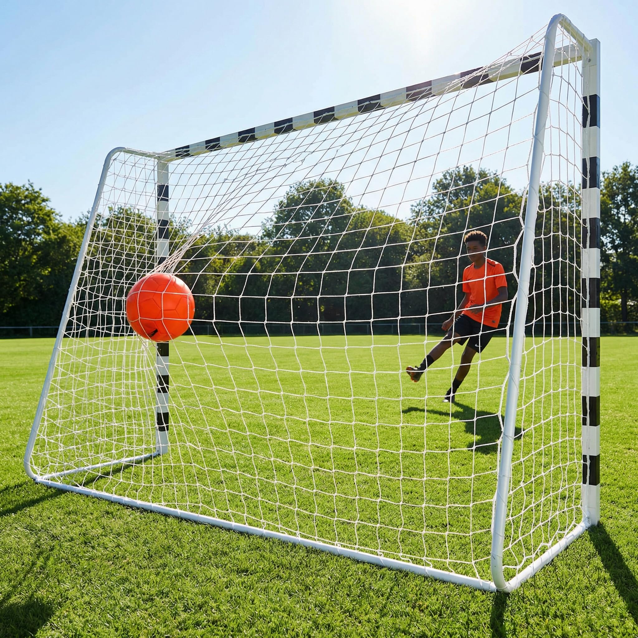 3m x 2m Futsal-Fußballtor | Standardgröße für Garten & Kleinfeld | Extrem stabiles Fußballtor mit Schnellaufbau-System | Wetterfestes 2mm HDPE-Netz