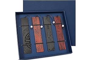 Premium 4-Piece Wooden Bookmark Gift Set