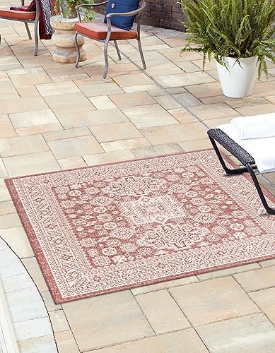 Miniatura 229 de Rugs.com Outdoor Aztec Collection Alfombra – 4 x 6 pies alfombra de tejido plano gris carbón perfecta para salas de estar, grandes comedores, planos