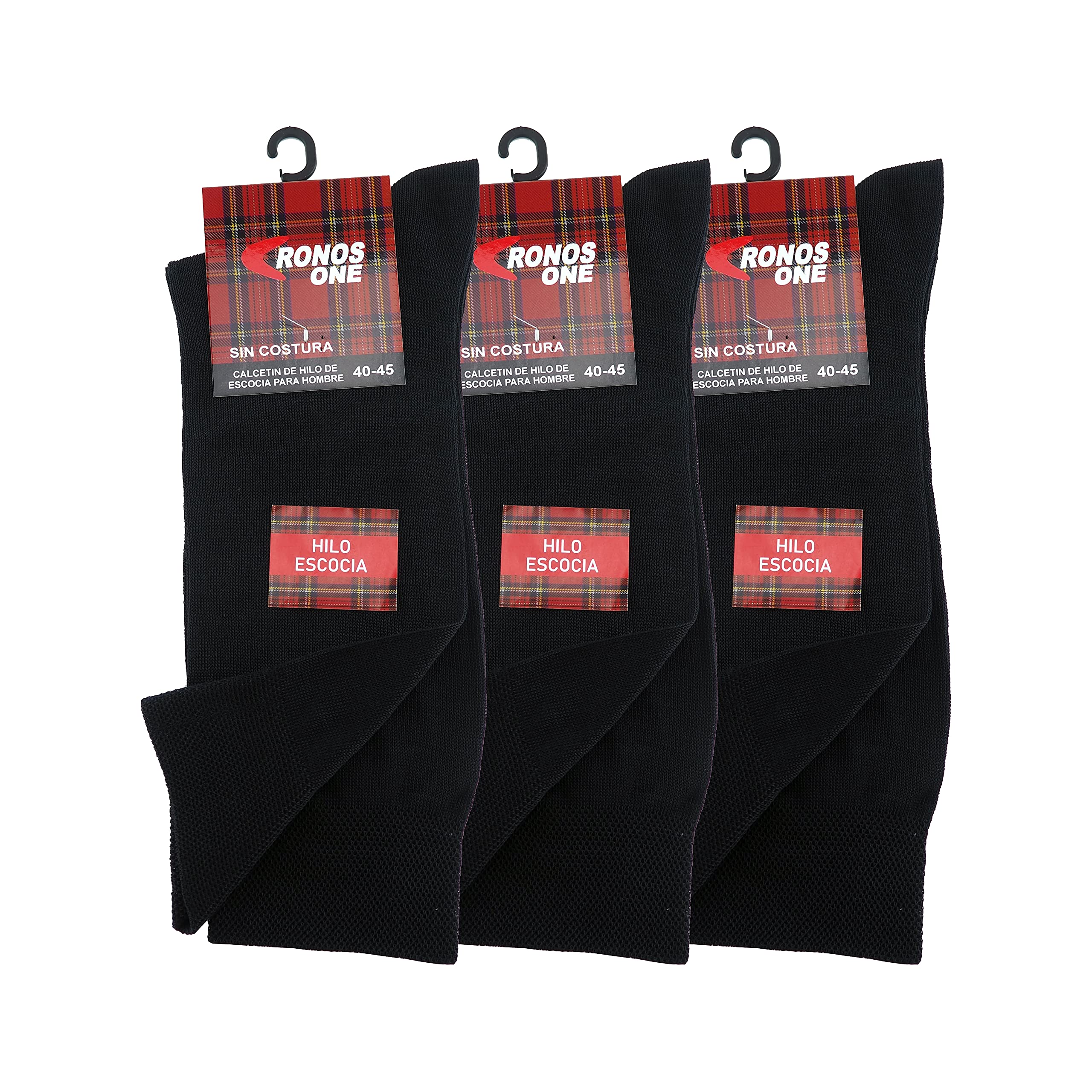CRONOS ONE Calcetines ejecutivos de HILO DE ESCOCIA (3 pares) sin goma y sin costuras, cómodos y transpirables. Calcetines de algodón para vestir muy ligeros, frescos y elegantes.
