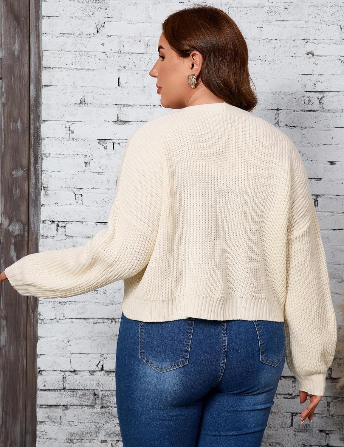 Plus Size Women Cardigan Long Sleeve Button Down Knit Outerwear - Image 6