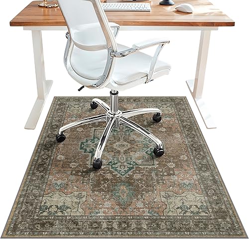 Miniatura 55 de Tapete para silla de oficina y suelo de azulejos de madera dura, para debajo del escritorio, de vinilo fino, lavable a máquina y antideslizante
