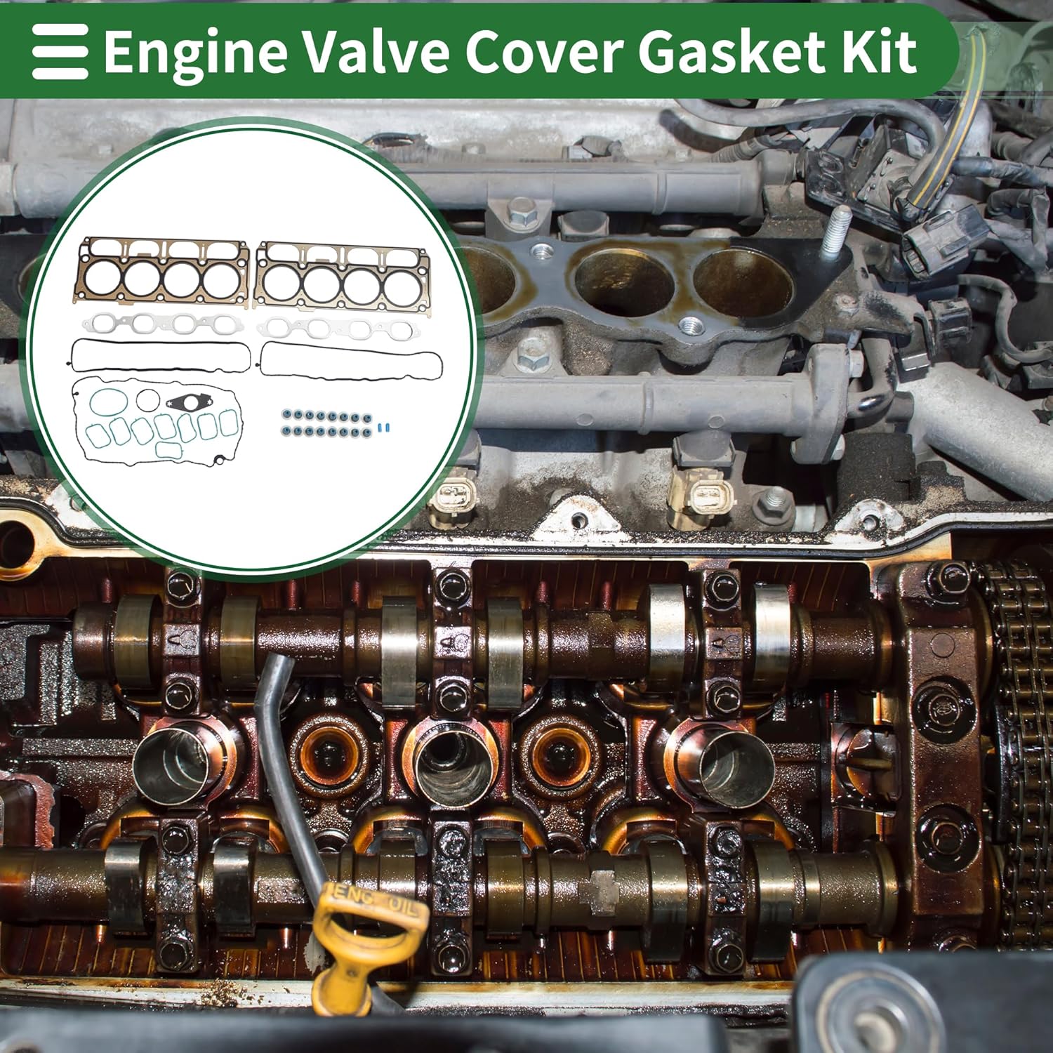 Motoforti Engine Valve Cover Gasket Kit Head Gasket Intake Exhaust Manifold Gasket Set No.HS54996/CS54996 for Chevrolet Tahoe 5.3L 2015-2020 1 Set Engine Car