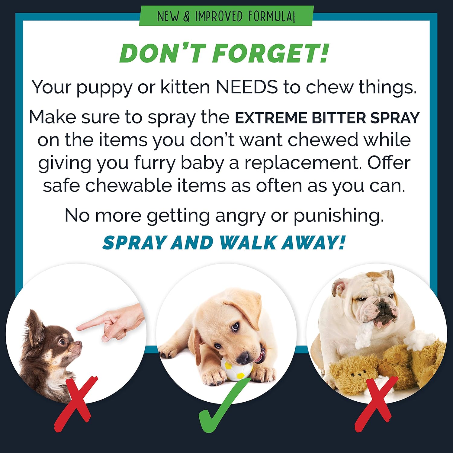 Bitter Apple Spray for Dogs to Stop Chewing - No Chew Spray Pet Corrector for Home Pets (Including Paws) 5X Bitter Strength Indoor & Outdoor Anti Chew Deterrent Solution - Alcohol Free & Non Toxic : Pet Supplies