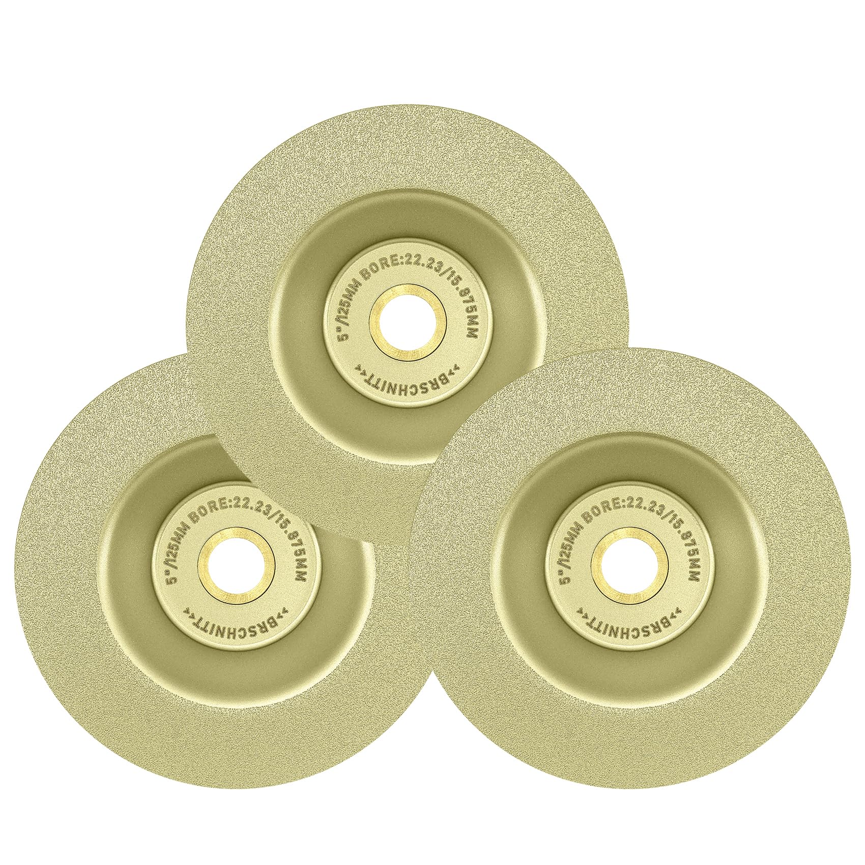 Disco diamantato a tazza per smerigliatura, 3 pezzi, 12,7 cm, per piastrelle in porcellana Dekton, ceramica, vetro, granito, marmo, adatto per albero da 125 mm
