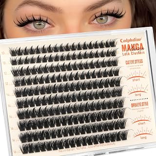 Calphdiar Manga Lash Clusters Natural Spiky Eyelash Clusters Wispy Cluster Eyelash Extensions 10 12 14 16mm Weightless Individual Lashes Long Lasting Cluster Lashes DIY Cat Eye Open Eye Looks