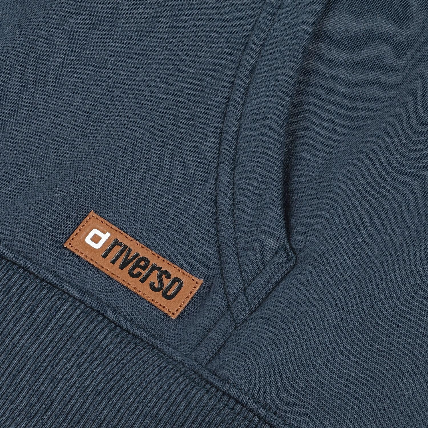 riverso - Felpa da Uomo con Cappuccio RIVThilo con Cappuccio e Zip, in Cotone a Tinta Unita, Colori: Grigio, Marrone, Verde, Rosso, Blu, Nero