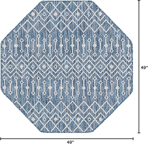Vista 726 de Unique Loom Alfombra Colección enrejado Marroquí Celosía Transicional Interior y Exterior, Polipropileno Gris carbón/natural