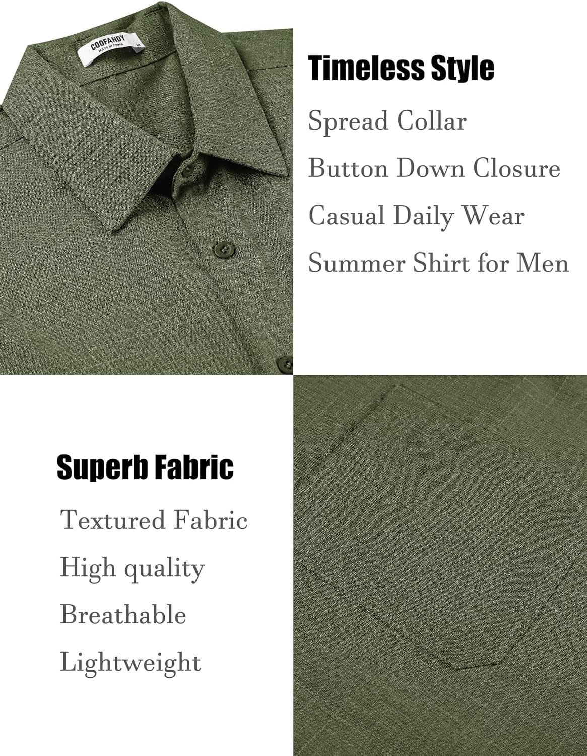 COOFANDY Men's Linen Shirts Short Sleeve Casual Shirts Summer Beach Button Down Shirts with Pocket - Image 5