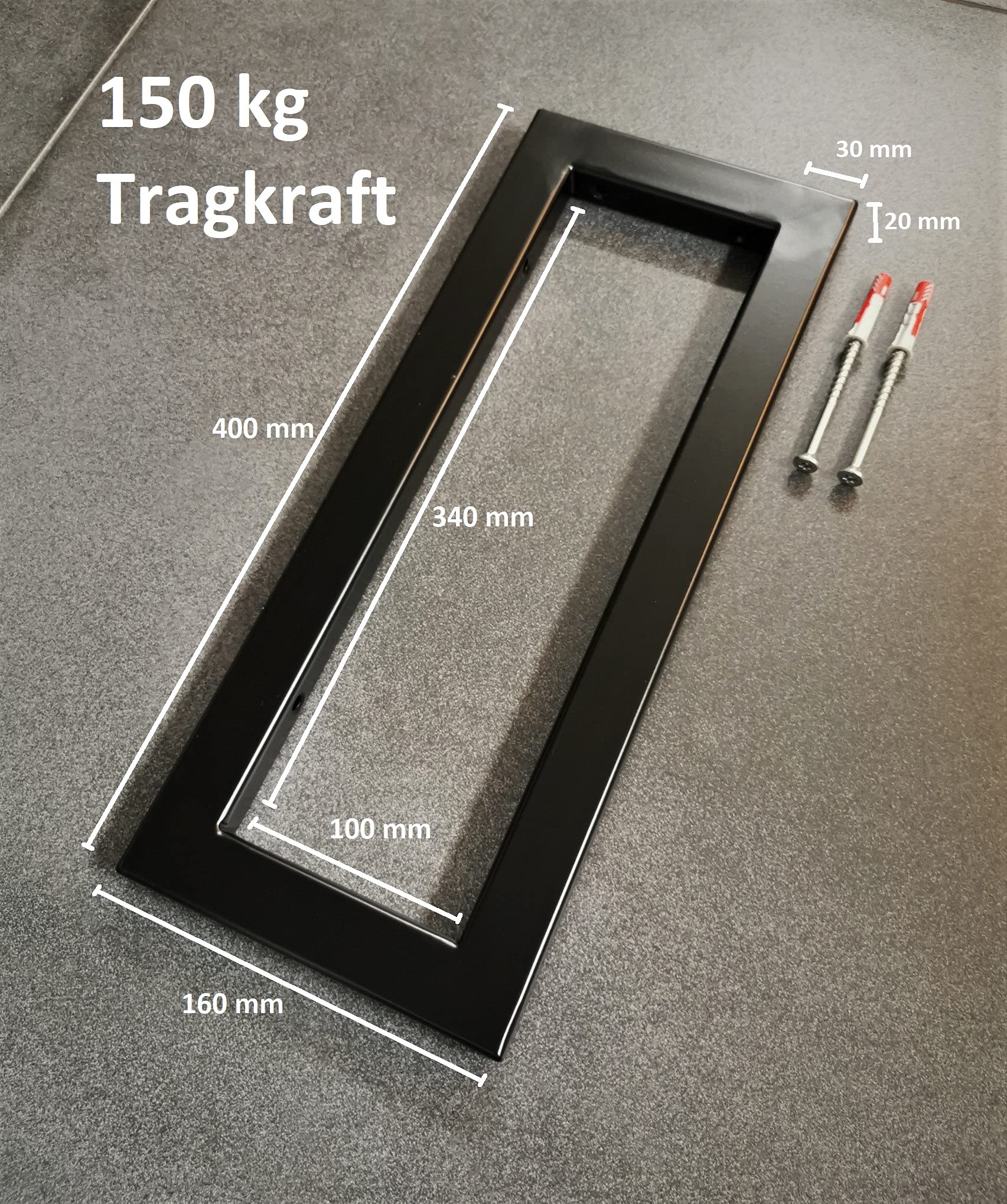 1x V2A Wandhalterung mit Schrauben Handtuchhalterung Regalträger Edelstahl Schwarz Waschtischplatte Konsolenträger rostfrei 150 kg Traglast