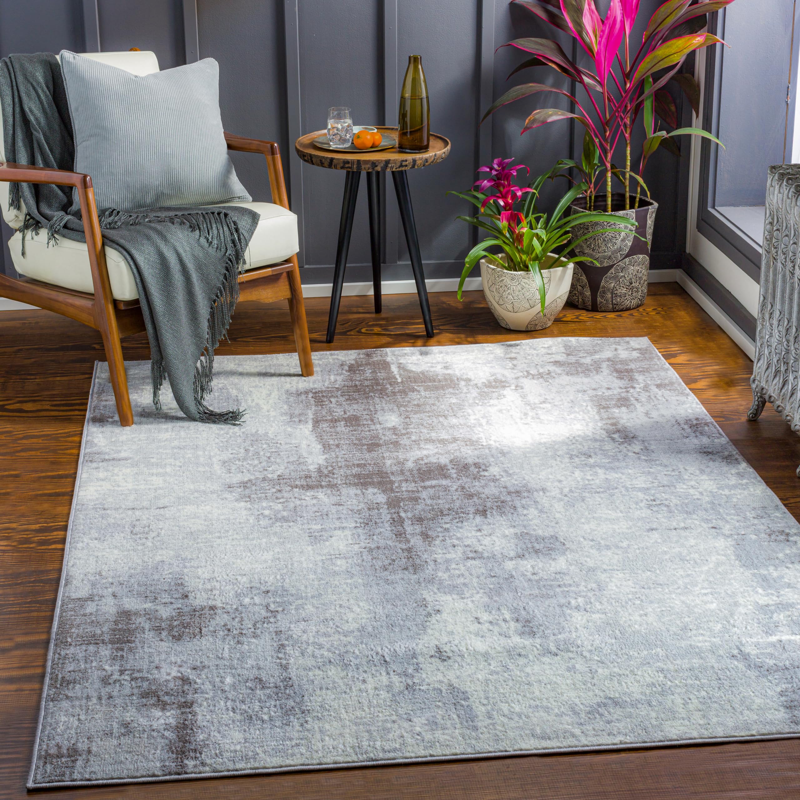 Livabliss Giulia Helsinki Abstract Design – Living Room 160x220 cm, Dining Lounge Kitchen Bedroom Use, Modern Marble Look, Soft Luxurious Medium Pile, Grey Cream