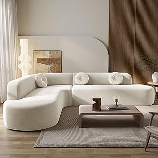 Deep Seat Curved Sectional Sofa - Cloud Round Couch with Elegant Curved ...