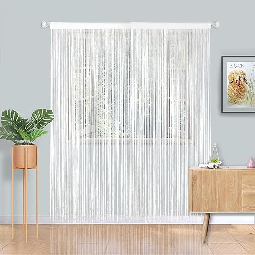 Miniatura 4 de YIIBAII Cortinas con flecos para puerta, cortinas para puerta, ventana, habitación, sala de estar (39 x 79 pulgadas, blanco)