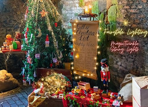 Miniatura 8 de Fairytale Lighting Guirnalda de luces parpadeantes mágicas 100 LED blanco cálido de 36 pies enchufable cable verde impermeable conectable