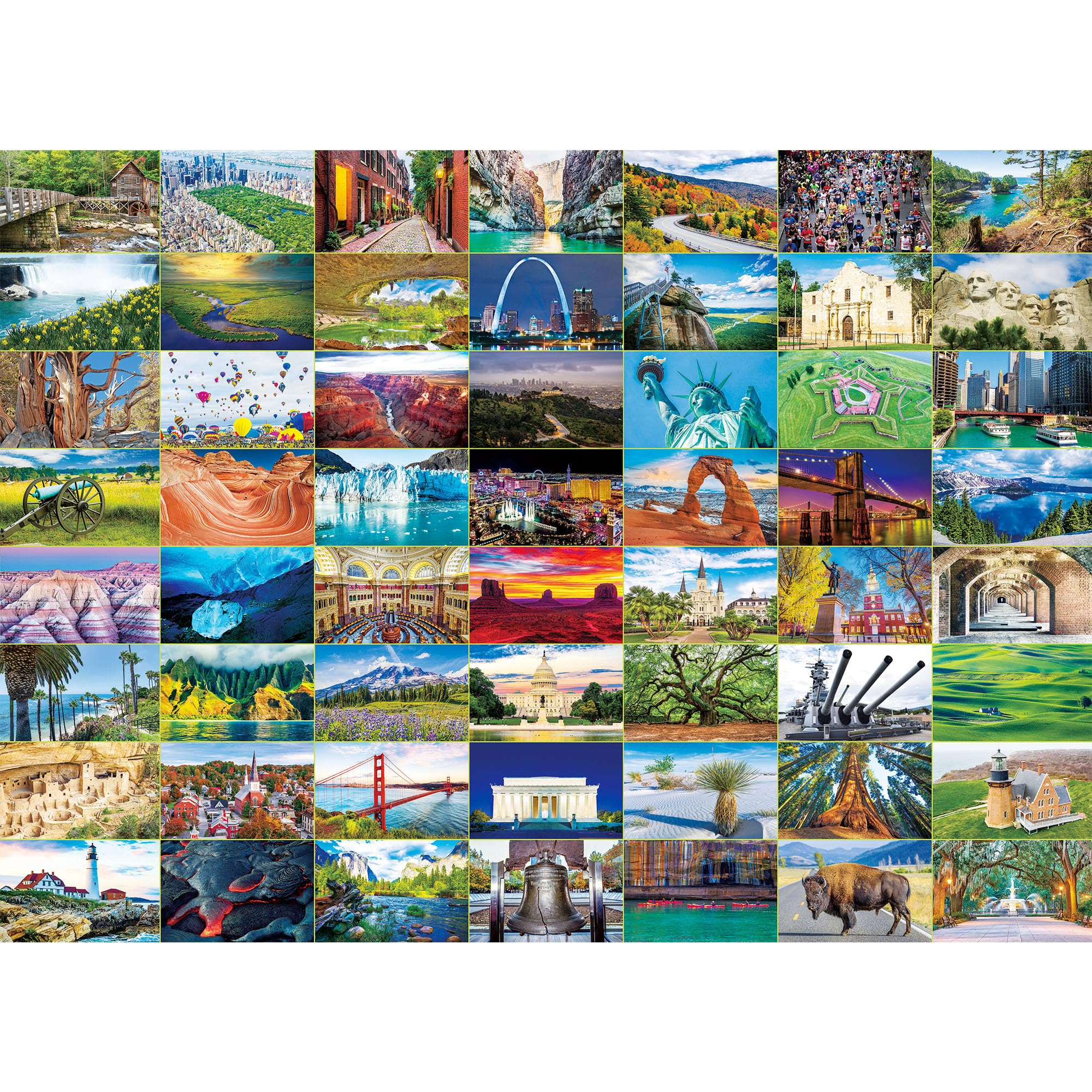 BenBen 1000 Piece Puzzle for Adults, Iconic America, 56 USA Landmarks, Travel Landscape Puzzle Including National Parks, Jigsaw Puzzles with Letters