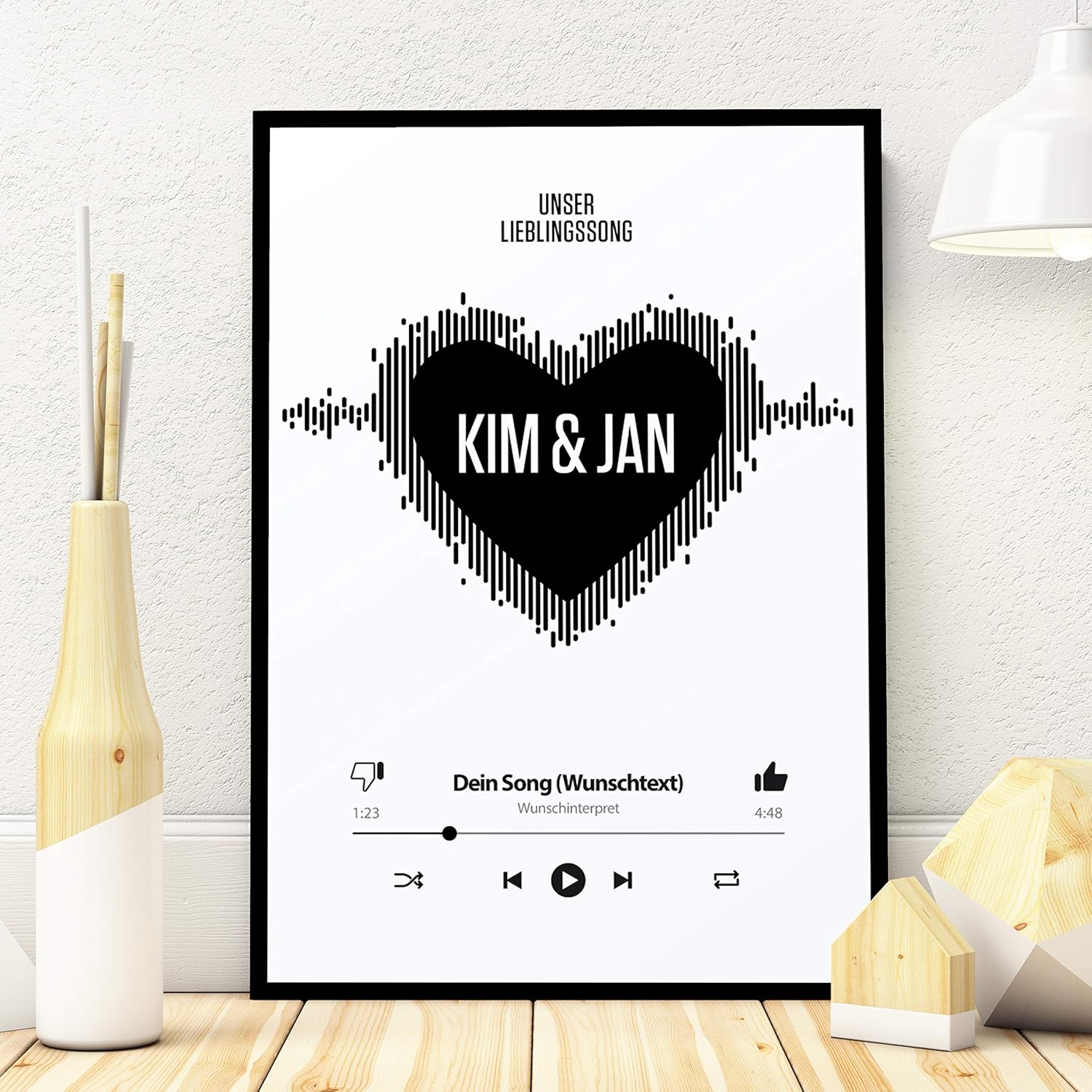 Elbeffekt Holzbild Personalisierbar - Wandbild Mit Spruch Optional Beleuchtet