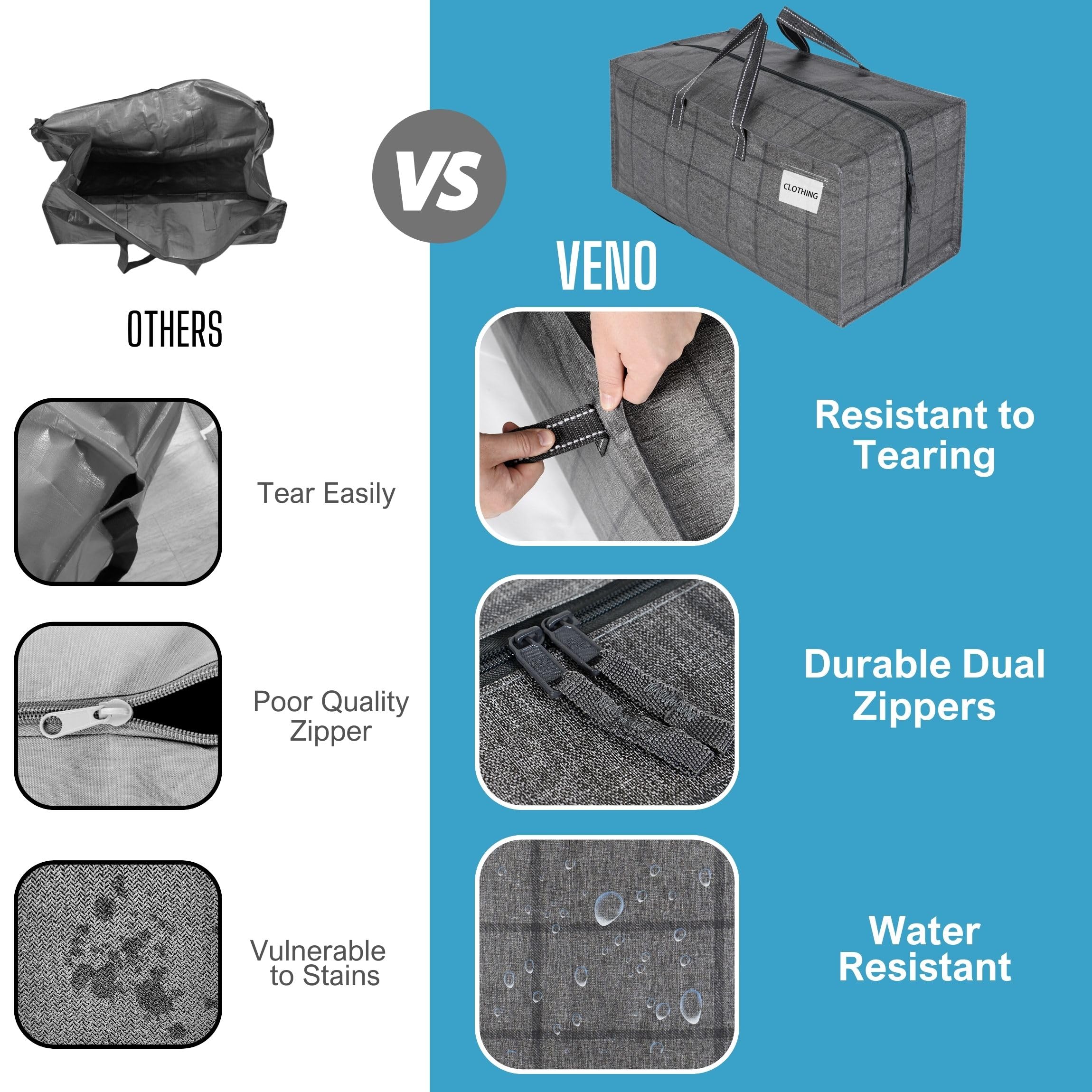 Snapklik.com : VENO 4 Pack Moving Bags w/Backpack Straps, Heavy Duty ...