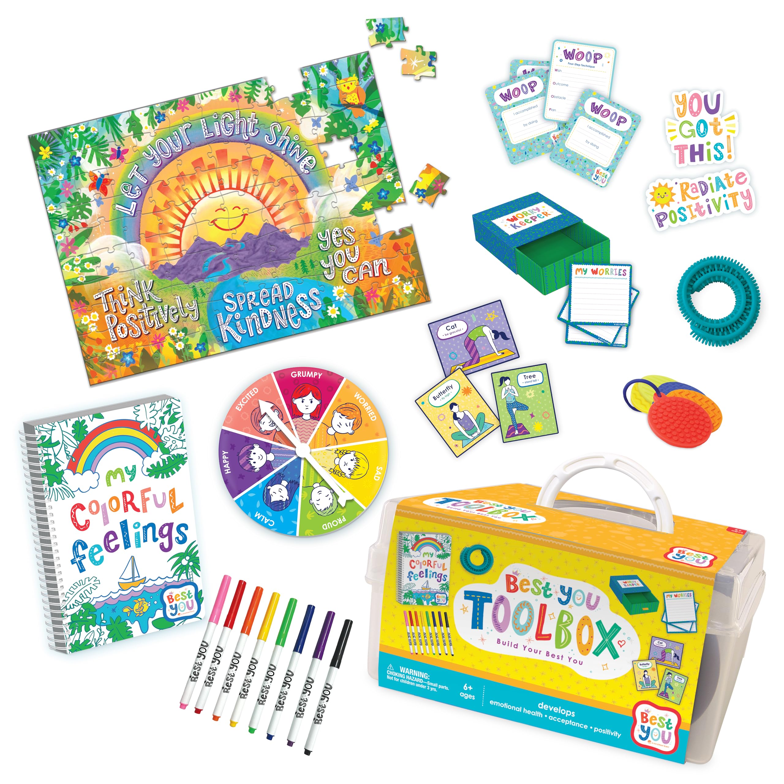 MindWare Best You Toolbox: Yoga- und Achtsamkeitspraktiken für Kinder – inklusive Malaktivitäten, Yoga-Übungen, Puzzles, CBT-Werkzeuge für emotionale Regulierung und mehr