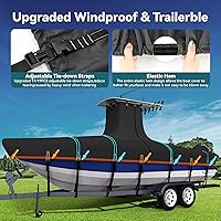 Vista 4 de Cubierta para Barco Resistente True 1200D T-Top de 17ft - 19ft con Cubierta para Motor, Solución 100% Impermeable Teñido en Solución Consola Central