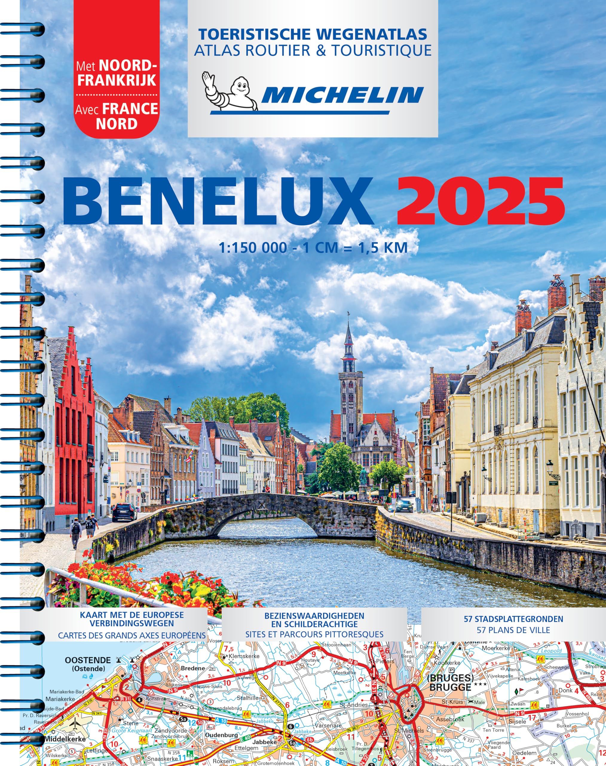 Benelux 2025 - Tourist and Motoring Atlas (A4-Spiral): wegenatlas Schaal 1 : 150.000 (Michelin Atlassen)