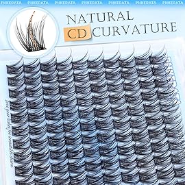 PHKERATA 14mm Natural Cluster Lashes Wispy Eyelash Clusters DIY Individual Lashes C Curvature Eyelash Extensions for Daily Wear with Soft Lash Band
