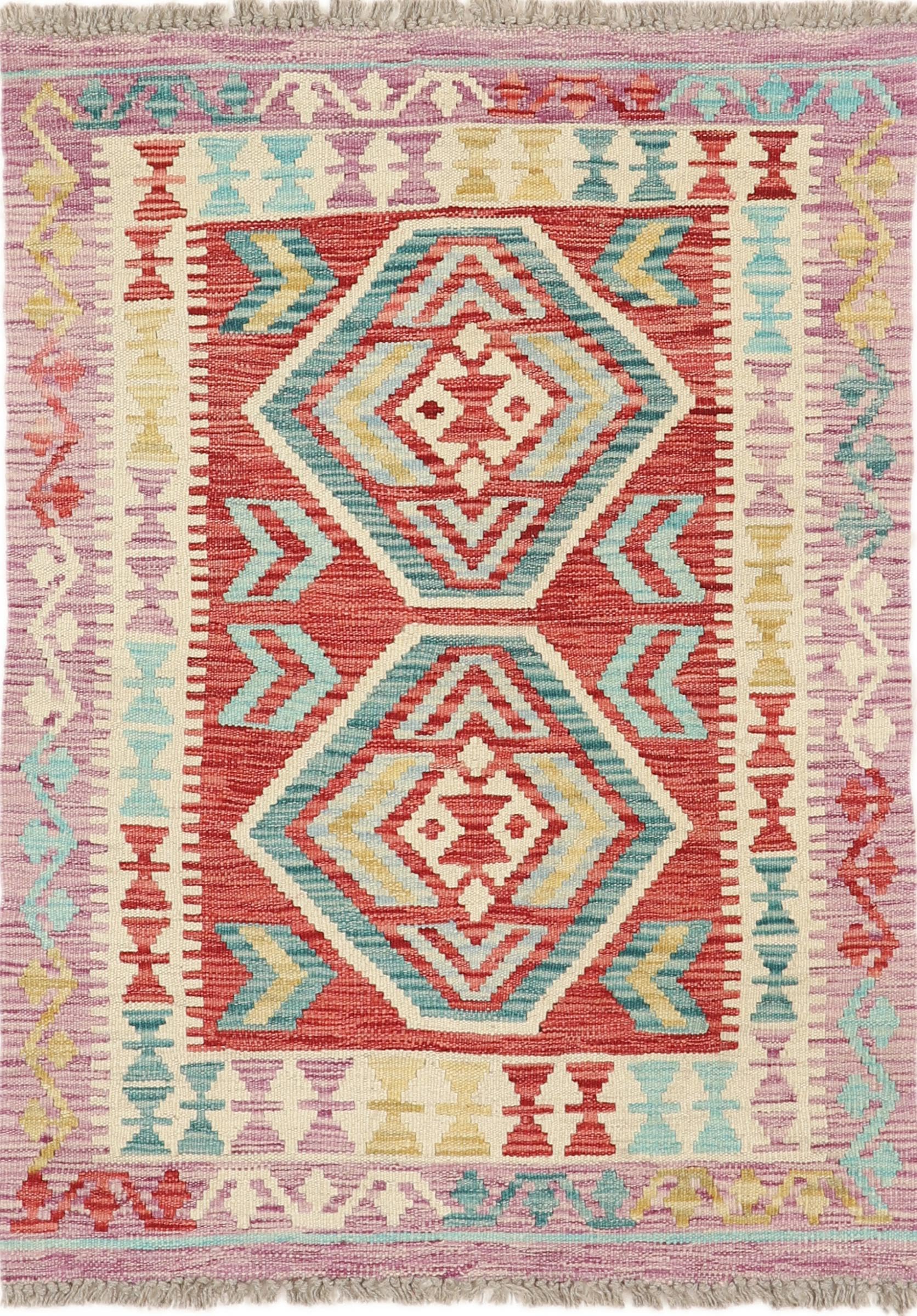 Tapis Kilim afghan pour salon ou entrée, 84x117 cm en laine