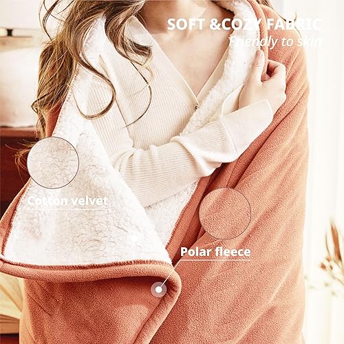 Miniatura 5 de Manta térmica, manta eléctrica, 50 x 60 pulgadas, manta térmica suave con 5 niveles de calefacción y 3 horas de apagado automático, protección