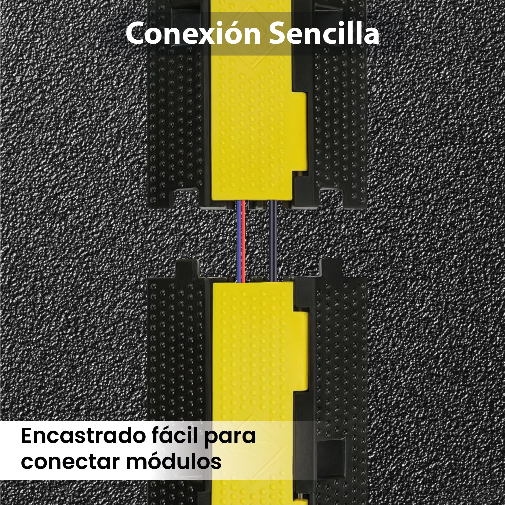 Pack 3 - Protector de Cables de Caucho 1 Canal para Suelo - Pasacables y Protector Suelo, Ideal para Eventos, Obras y Garajes - Canaleta para Cables - 100x26x6cm Amarillo y Negro