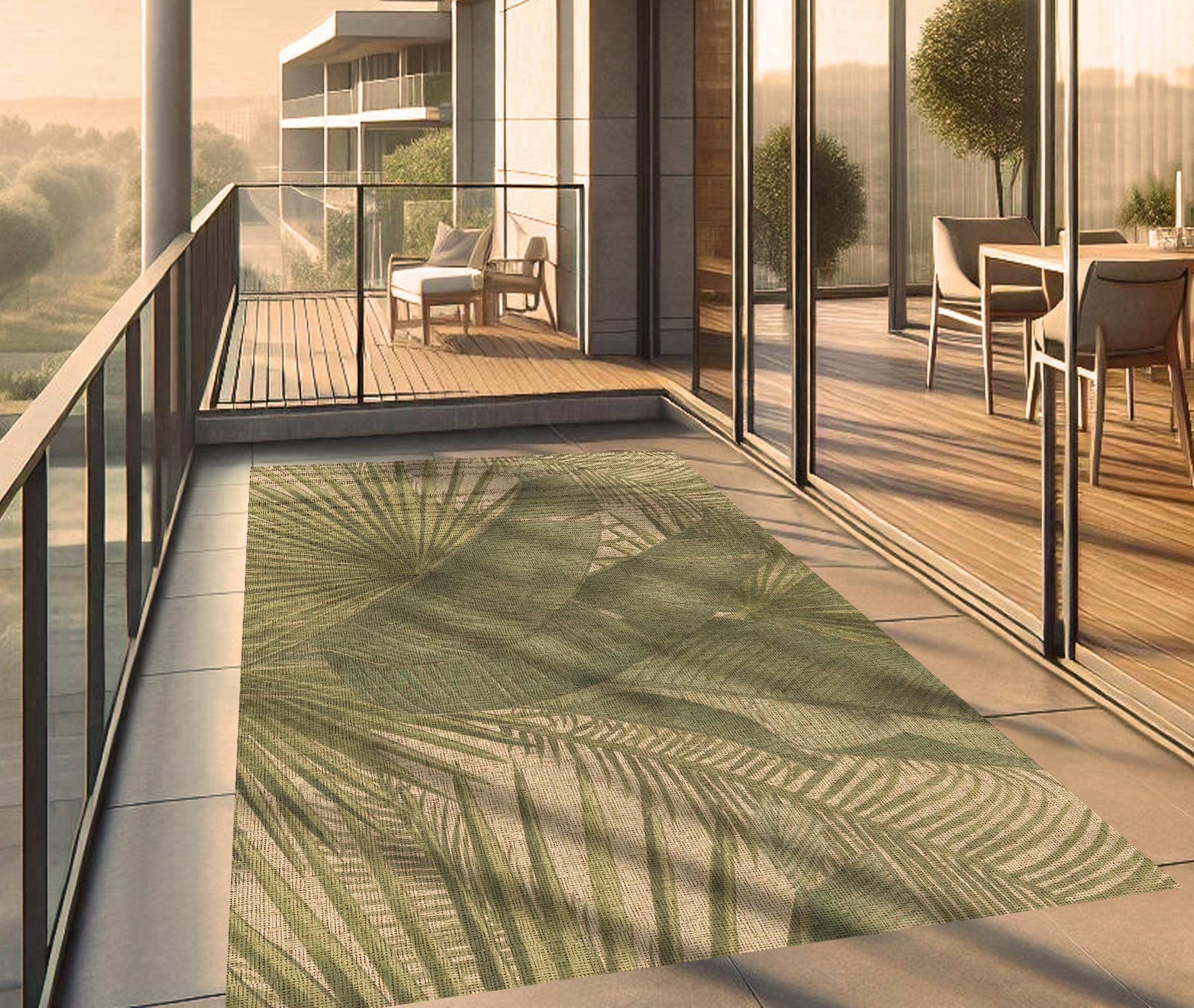 VINILIKO Design | Alfombra Vinílica Lisa Impresa - Tropical Verde 100x160 cm - Interior y Exterior, Antideslizante, Impermeable, Lavable - Varios Tamaños - Alfombra Vinilo Salón, Terraza
