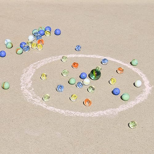 Miniatura 3 de Sunny Days Entertainment Canicas de 50 piezas - Mármol de vidrio colorido para niños | 49 jugadores y 1 tirador