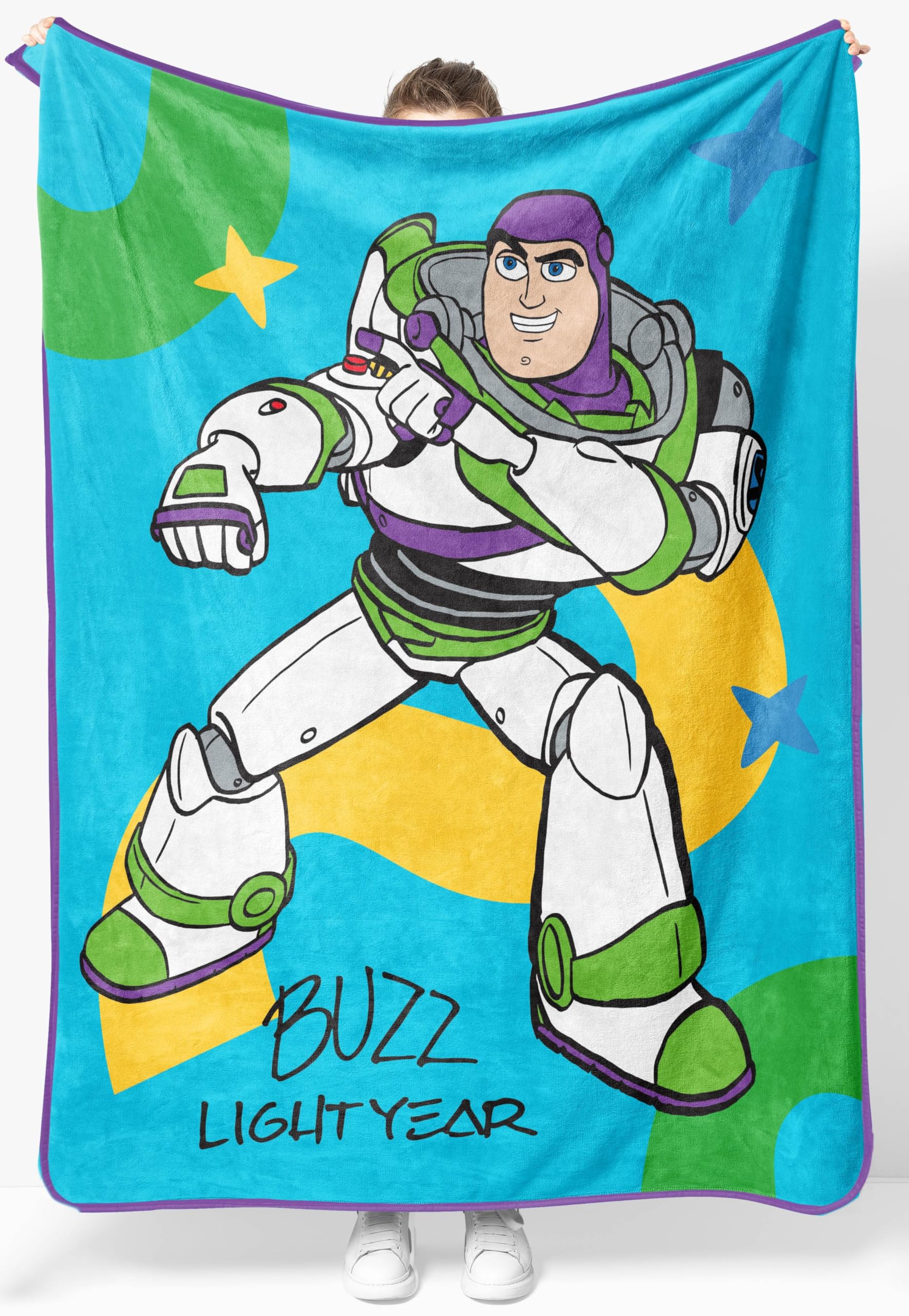 Jay Franco Kids Plush Throw Blanket – Children's Soft & Comfy 46x60 Inches Throw for Couch or Bed – Cozy Home Décor for Living Room & Bedroom, Blue - Toy Story Buzz