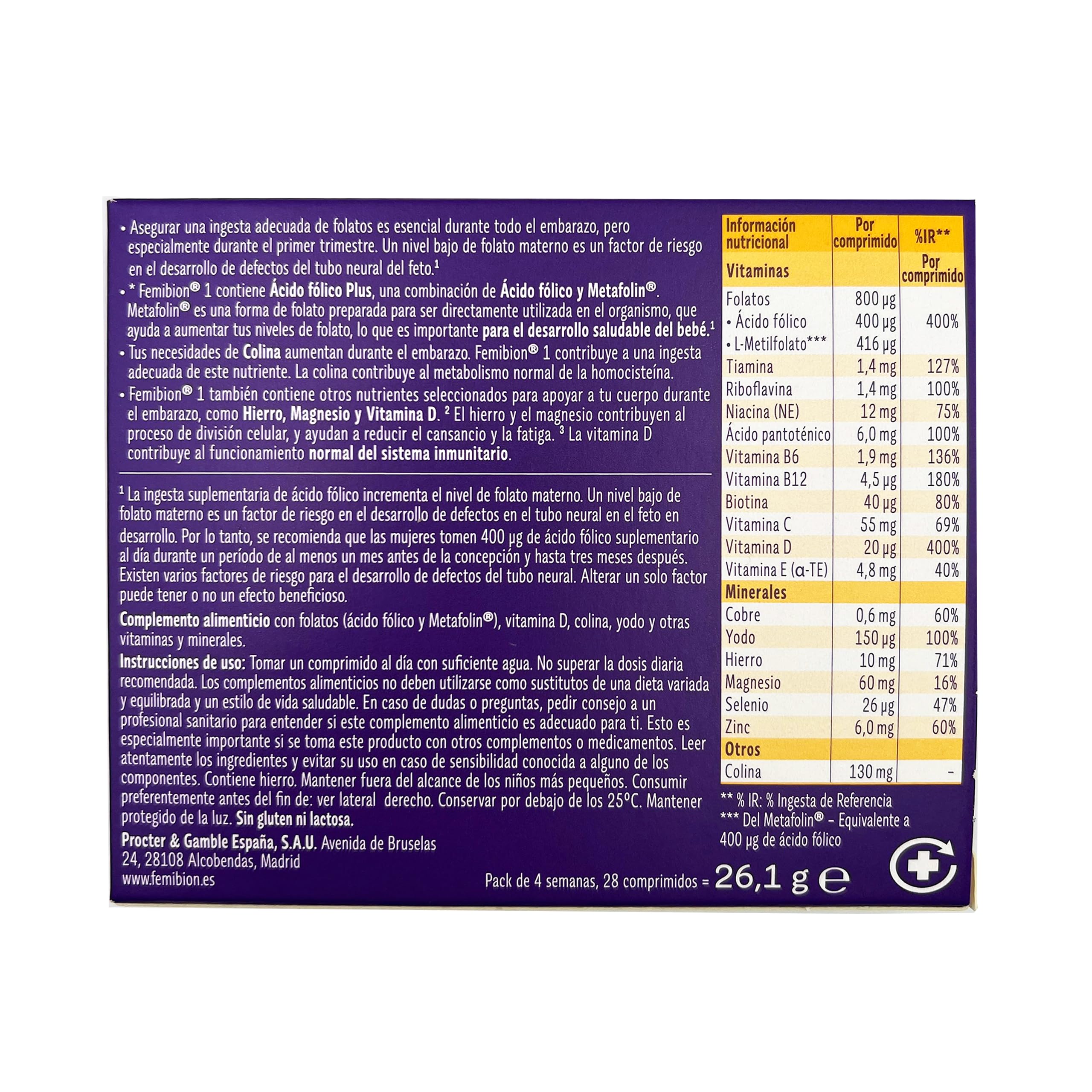Femibion 1 (Pack de 2) : suplemento para el primer trimestre del embarazo