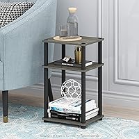 Vista 2 de Furinno JUST - Mesa auxiliar, mesa de extremo de 3 niveles, mesita de noche con estantes abiertos, mesita de luz, ensamblaje sin herramientas