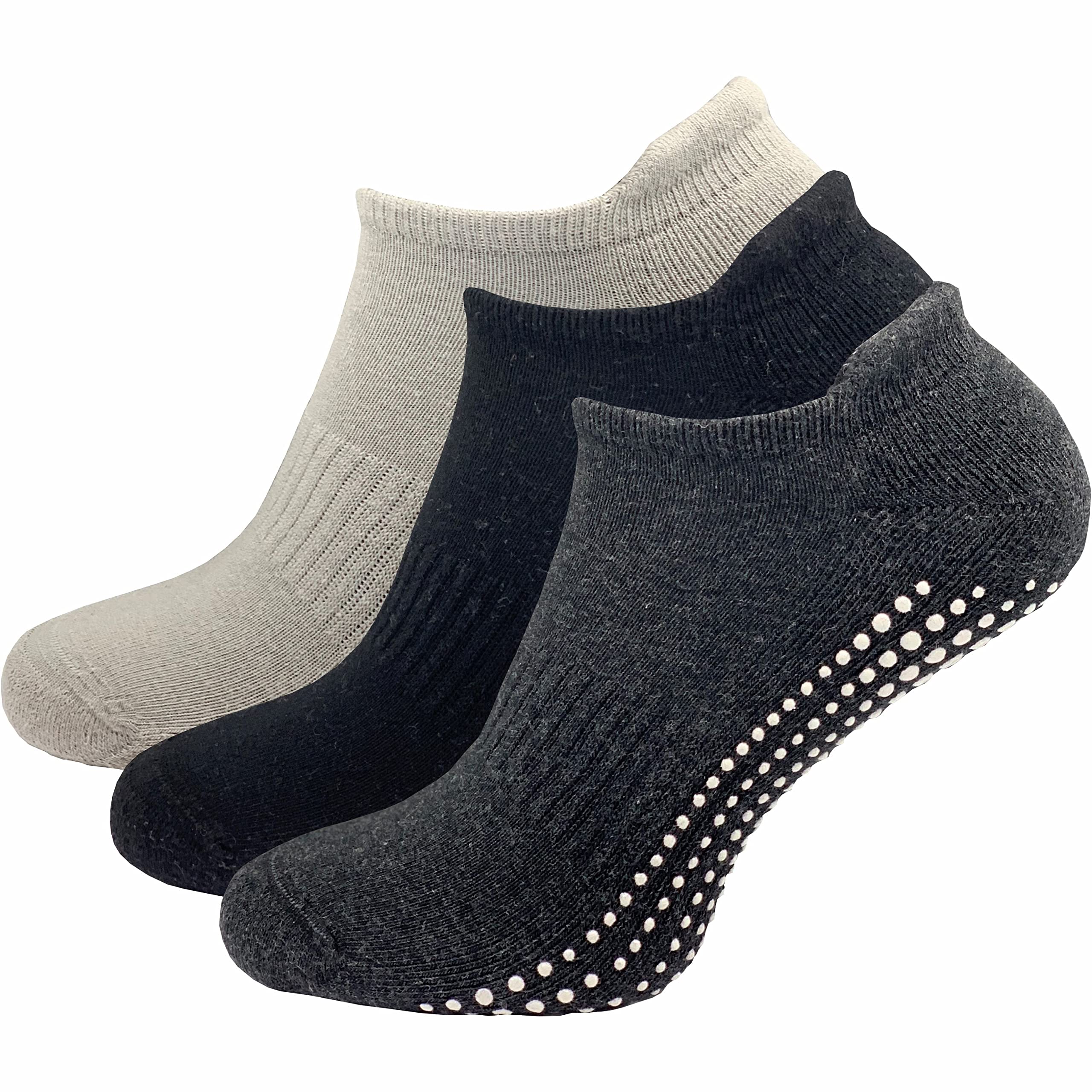 GAWILO Chaussettes antidérapantes femme (3 paires) | Chaussettes stoppeuses sans couture avec picots | Pilates & yoga