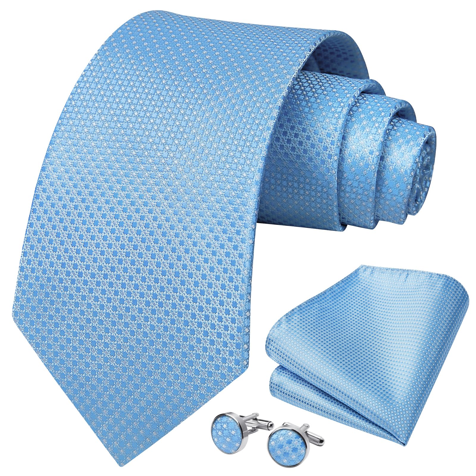 HISDERN corbata de Color sólido para hombre conjunto de corbata con gemelos regalos formales para fiesta de boda corbata para hombre