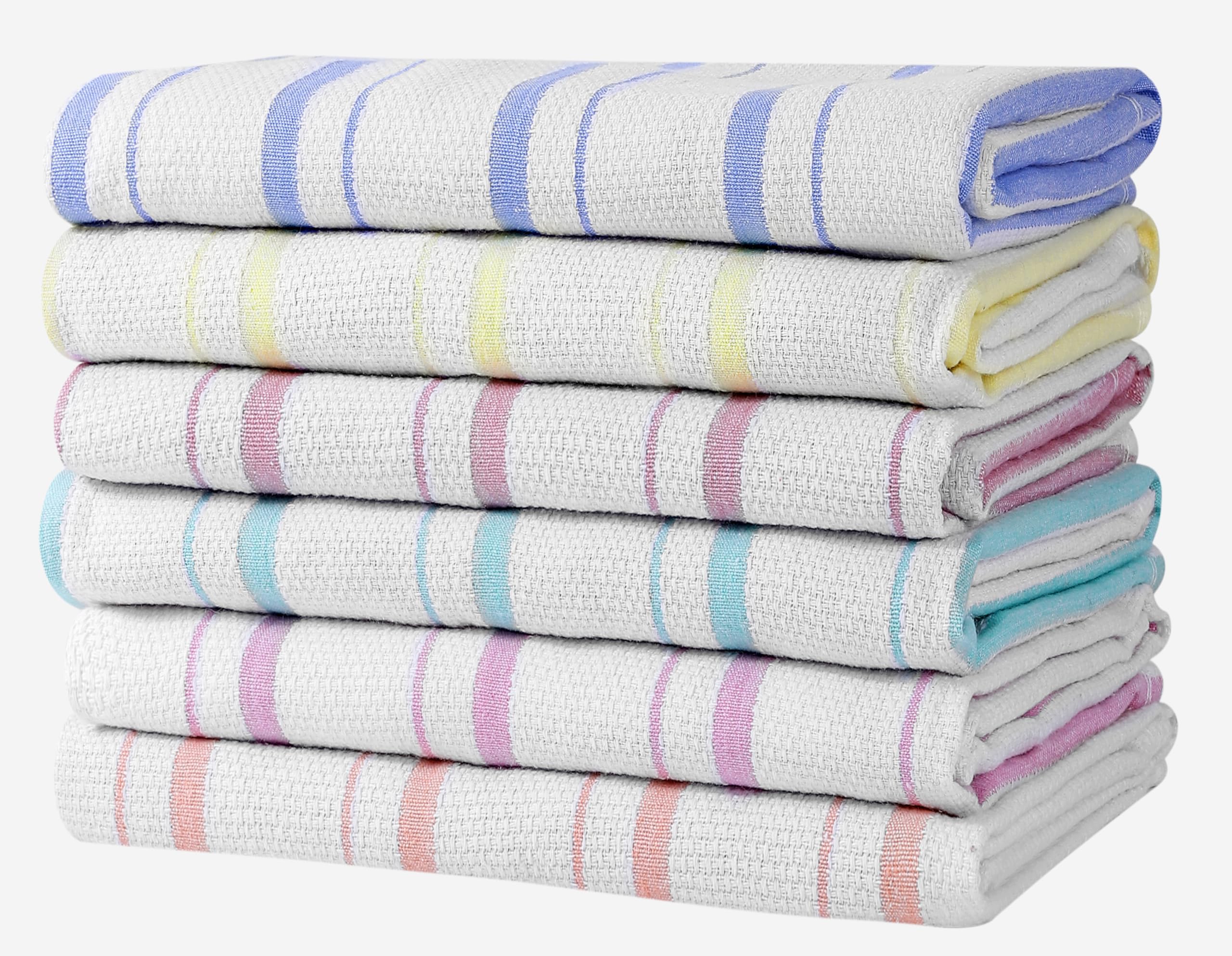 Zeppoli Classic Kitchen Towels - 6 Pack 100% Natural Cotton Towel Set, Reusable Wash Cloths, Absorbent Dish Towels, Machine Washable Hand Towels, Kitchen Essentials, 20” x 28” - Pastel VAR — image 1