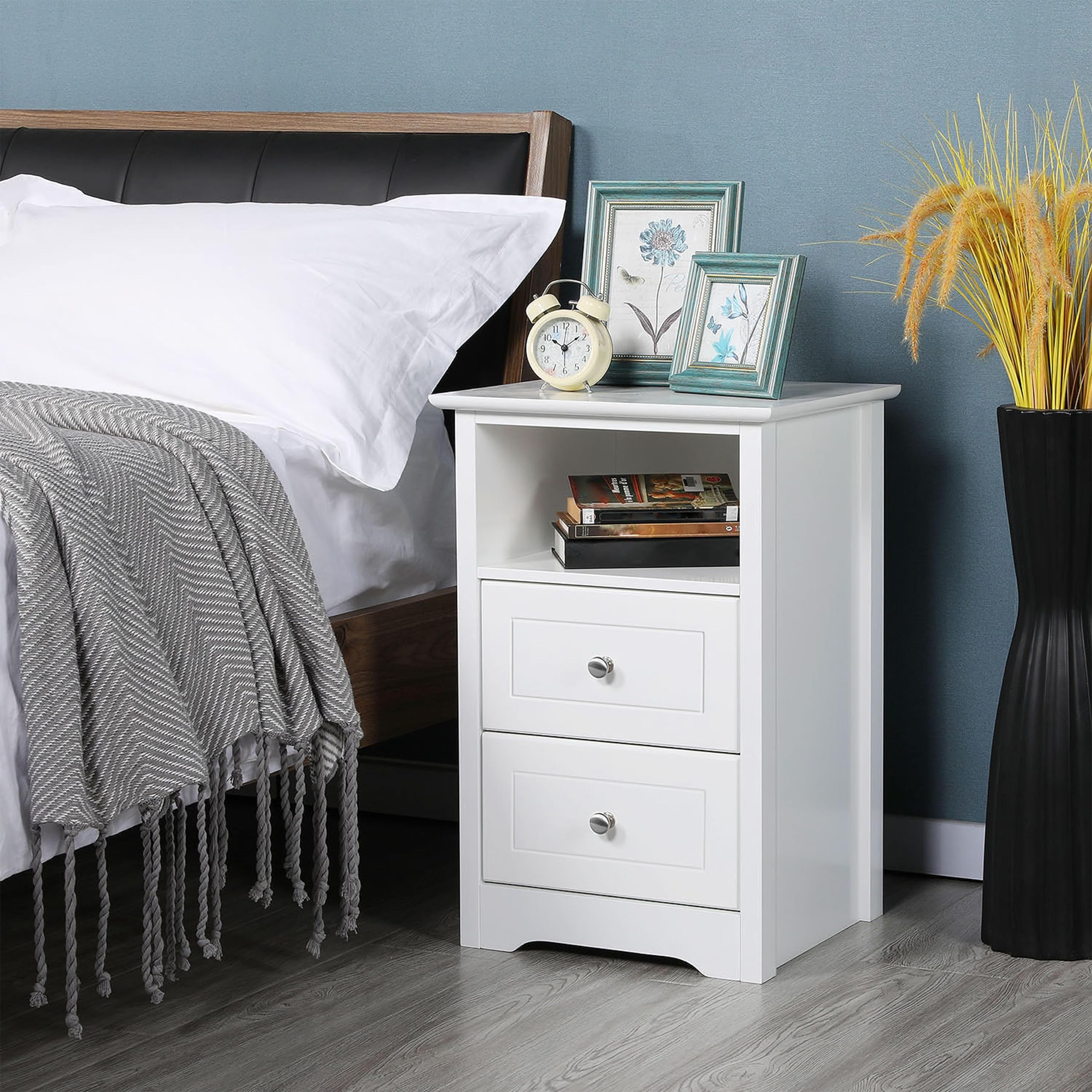 Yaheetech 2 Comodini Camera da Letto Comodino Cameretta 60 × 40 × 35 cm | Comodino Moderno con 2 Cassetti Ampi, Spazio Interno Generoso, Tavolino Lato per Cameretta e Divano Soggiorno