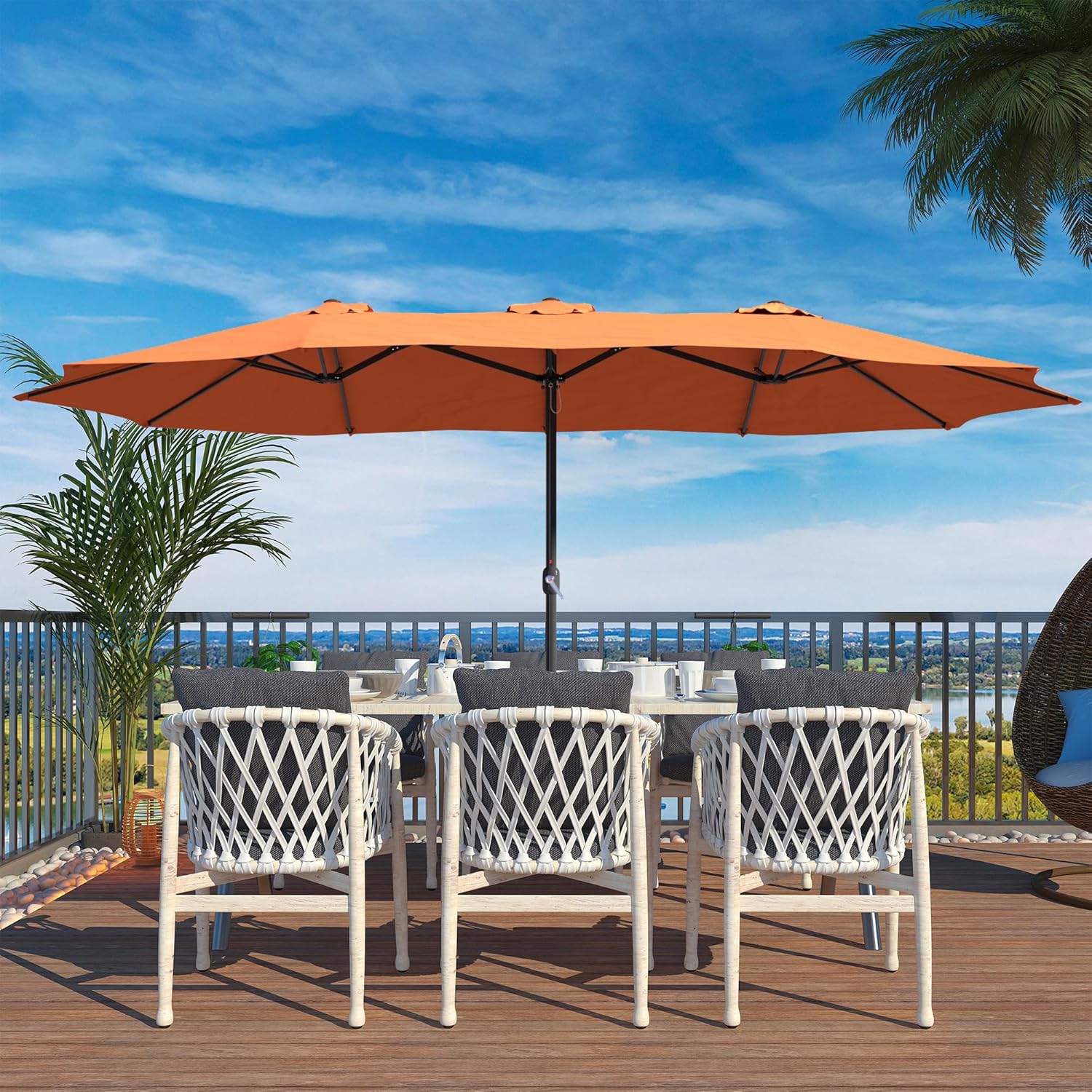 Boyel Living 15ft Patio Umbrella with Base Included Outdoor Double-sided Umbrella Extra Large Patio Umbrella