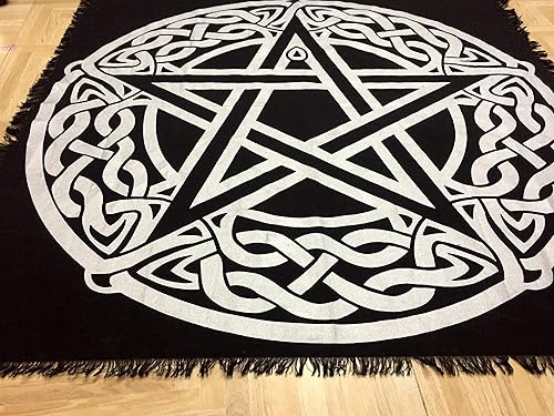 Miniatura 4 de Indian Consigners Paño de altar Pentagrama celta Brujería Alter Tarot Spread Top Cloth Wiccan Square Spiritual 18 por 18 Paño sagrado (Pentagrama