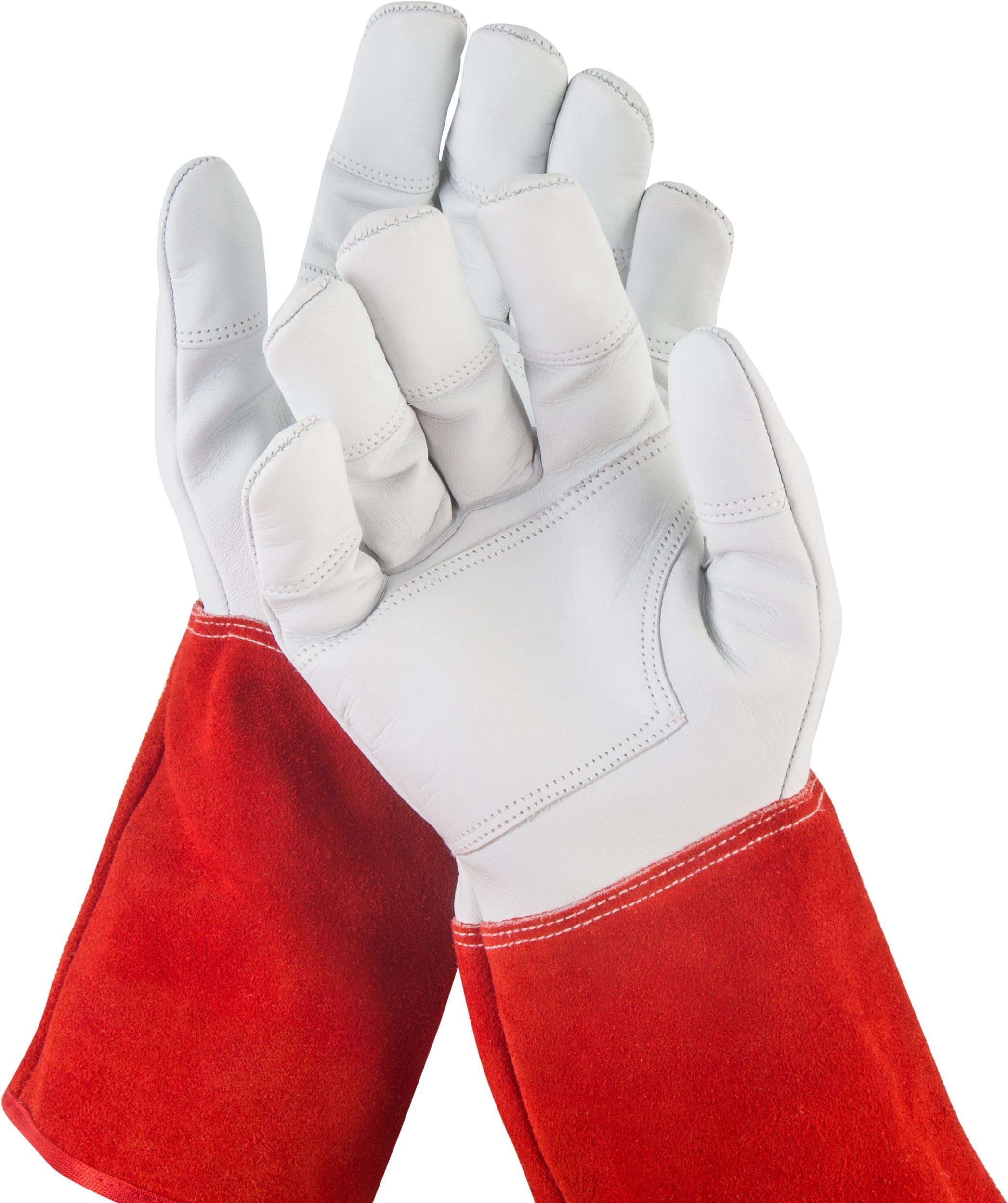 NoCryPair of Thorn Proof and Puncture Resistant Leather Gardening Gloves with Extra Long Forearm Shaft, Reinforced Palms and Fingertips, Medium