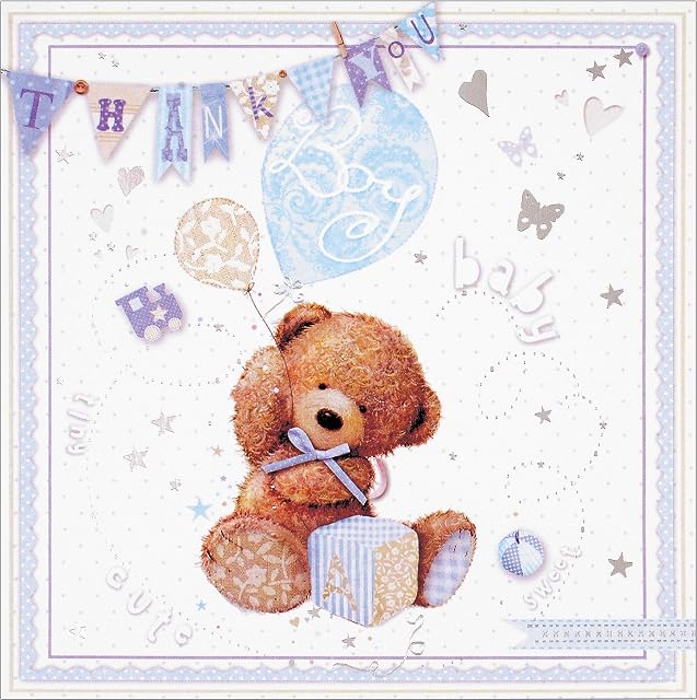 Simon Elvin 6 Thank You For The Baby Gift Cards & Envelopes 5" X 5" - Boy