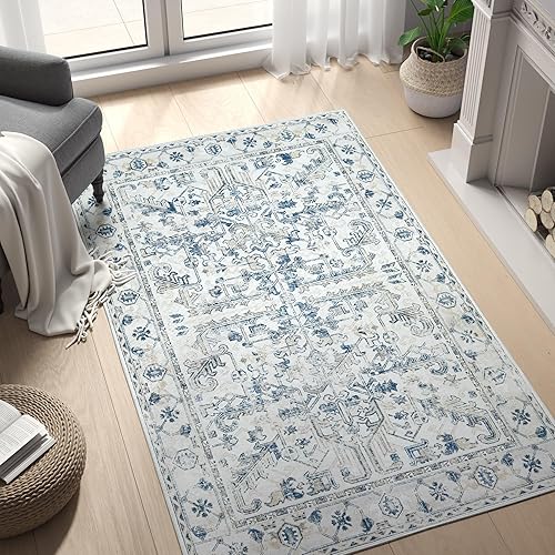 Miniatura 55 de jinchan Tapete de pasillo o cocina lavable, de época, reverso de hule antideslizante, ultradelgado, floral, para dormitorio, baño, lavandería y sala