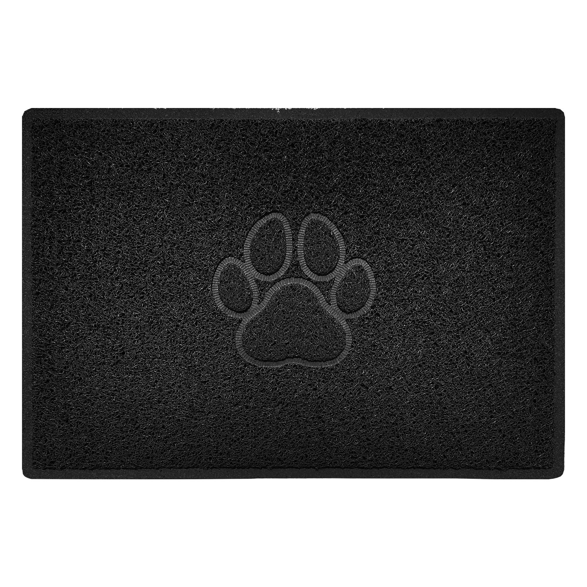 Rackhams Black "Paw Print" Embossed Loofah Textured Spaghetti Door Mat - 90Cm X 60Cm - Yes (Suitable For Indoors)