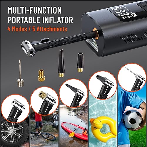 Miniatura 3 de FRAM FEK40002 Inflador de neumáticos de emergencia portátil con batería de 6000 mAh y 12 V, bomba de aire de 150 PSI para automóvil, bicicleta,