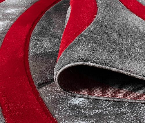 Miniatura 4 de GLORY RUGS Alfombra moderna de 2 x 7 pulgadas, diseño geométrico rojo claro, suave, tallada a mano, contemporánea, textura esponjosa para