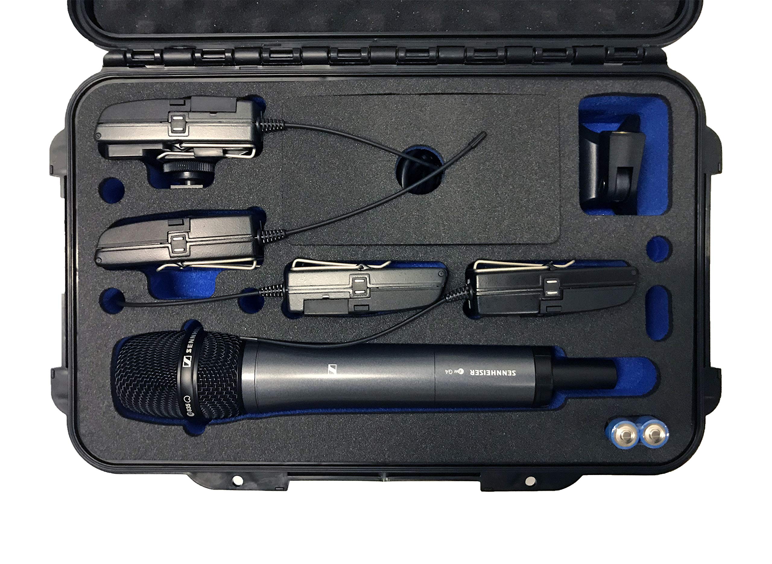 Custodia per Sennheiser Evolution Wireless serie G4 - Sennheiser EW G4 - Ampio spazio per gli accessori, ad esempio 4 trasmettitori tascabili, cavi e altro ancora.
